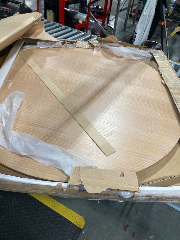 Photo 1 of **TABLETOP ONLY**
Walker Edison Modern Paneled-Wood Pedestal Base Round Top Dining Table, 48 Inch, Cerused White
