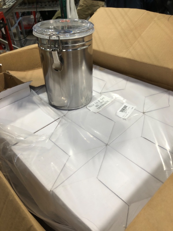 Photo 1 of ***only 9***Lallisa 12 Pcs Stainless Steel Kitchen Canisters 62 fl oz Metal Food Storage Coffee Container with Clear See Airtight Clamp Lids for Loose Tea Sugar Ground Coffee Beans Flour Snacks Pantry