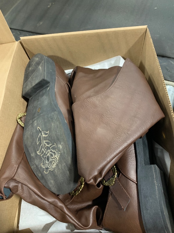 Photo 1 of ***USED***Cuffbow Pirate Costume Boots for Men Medieval Renaissance Steampunk Cosplay Boots Halloween Gothic Button Leather Shoes(12,Brown)