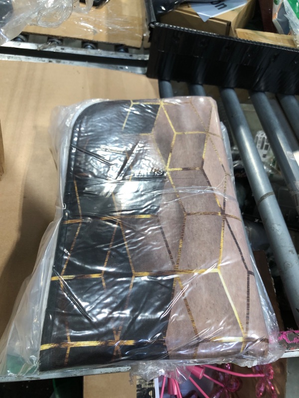 Photo 1 of ** MATS ONLY**
LQCOOL 4Pcs Brown Gradient Shower Curtain Set, Modern Geometric Shower Curtain Set Golden Cubic Lines Bathroom Set Texture Art Bath Accessories with Mats