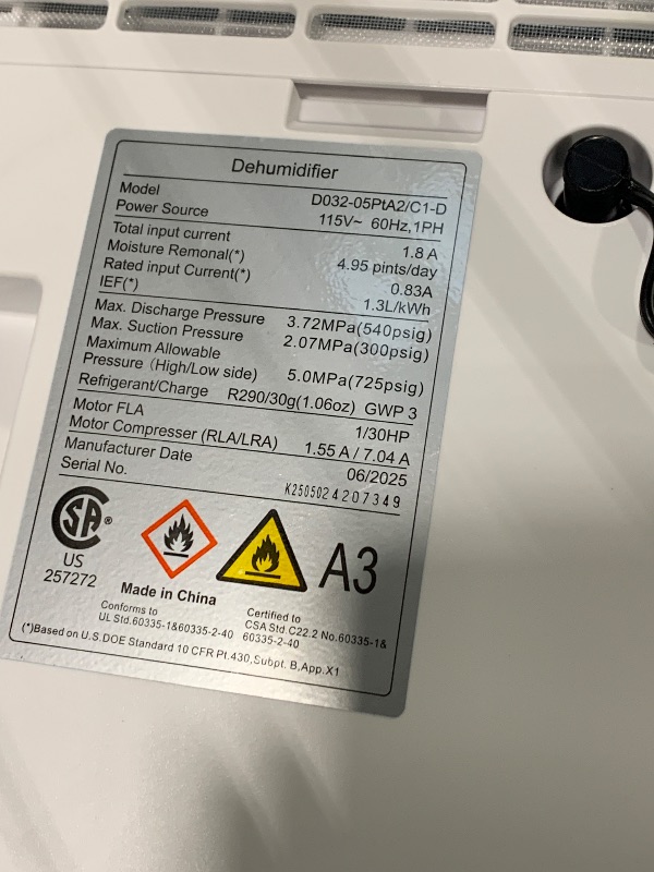 Photo 1 of **MINOR DAMAGE - USED**
DEVERSE Max 25 Pints Dehumidifier for Home/Bedroom/Basement, 1500 Sq.Ft Coverage, with Drain Hose, Smart Humidity Control & Large Tank