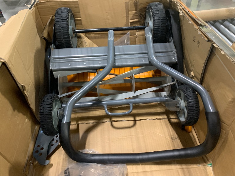 Photo 1 of ** VERY USED/ UNTESTED / MISSING PARTS ** Fiskars Push Mower, Cut Width Manual Reel Mower with No Motor, Eco-Friendly Manual Reel Lawn Care, 18", Black