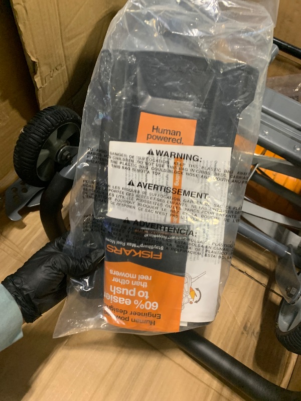 Photo 1 of ** VERY USED/ UNTESTED / MISSING PARTS ** Fiskars Push Mower, Cut Width Manual Reel Mower with No Motor, Eco-Friendly Manual Reel Lawn Care, 18", Black