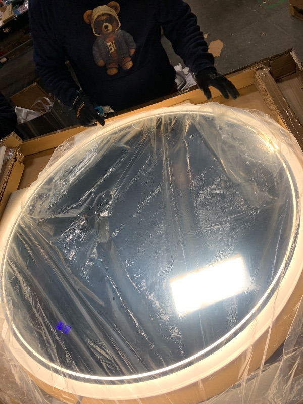 Photo 1 of ** NEW*** KWW Round Mirror Bathroom LED Lighted Mirror, Illuminated Dimmable Anti-Fog Wall-Mounted Makeup Vanity Mirror with Lights (39.5" L x 39.5" W)