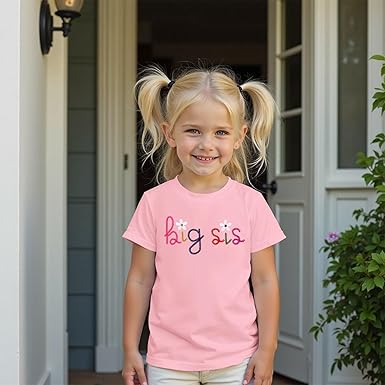 Photo 1 of **90*** ROSE **IZYJOY Big Sister Shirts Toddler Baby Girl Embroidered Promoted to Big Sis Announcement T-Shirt Short Sleeve Tee Tops