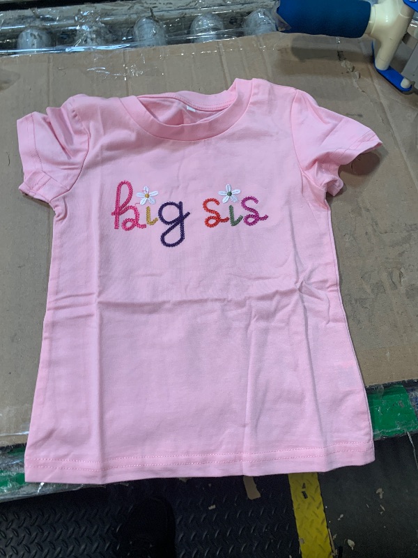 Photo 1 of **90*** ROSE **IZYJOY Big Sister Shirts Toddler Baby Girl Embroidered Promoted to Big Sis Announcement T-Shirt Short Sleeve Tee Tops