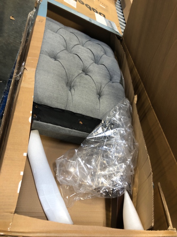 View 3 of **only 1 chair**COLAMY Button Tufted Dining Chairs Set of 4, Parsons Upholstered Fabric Dining Room Chairs Kitchen Chairs with Wood Legs and Padded Seat, Light Grey