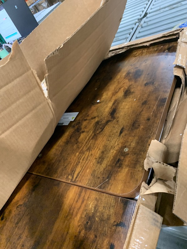 Photo 3 of MALOL 7-Piece Rectangular Dining Table Set for 6, 63" Industrial Kitchen Table with 6 Tufted Parsons Dinner Chairs for Dining Room, Kitchen, Living Room, Brown+Beige