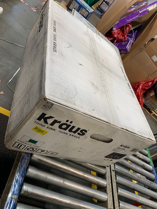 Photo 1 of *** BROKEN*** YOU COULD TO FIX IT*** nKRAUS Quarza 33-inch Drop-In/Undermount 50/50 Double Bowl Granite Kitchen Sink in Black Onyx, KGD-433B  ***BROKEN***