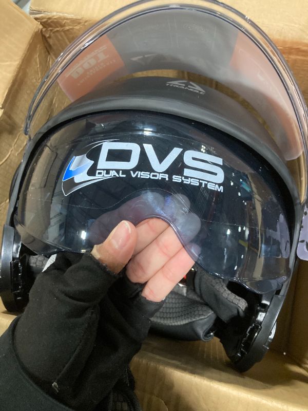 Photo 1 of *** ITEM CORRECT***TRIANGLE Full Face Motorcycle Helmets,Off-Road Motocross Helmet for Men & Women,Dual Visor with Internal Tinted Sunshield,Open Face 3/4 Adult Racing Helmet DOT Approved(Black,XXL)