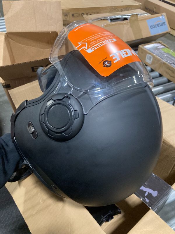 Photo 1 of *** ITEM CORRECT***TRIANGLE Full Face Motorcycle Helmets,Off-Road Motocross Helmet for Men & Women,Dual Visor with Internal Tinted Sunshield,Open Face 3/4 Adult Racing Helmet DOT Approved(Black,XXL)