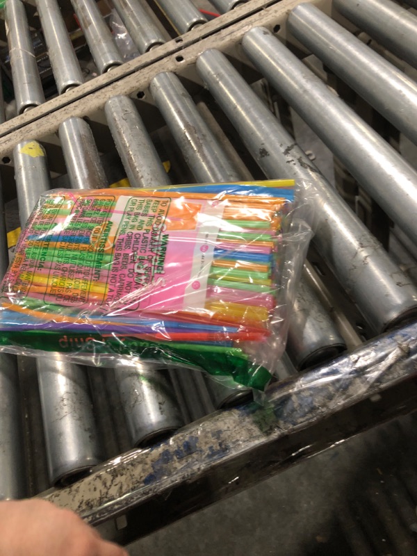 Photo 1 of [100 Pack] 10.24" High Extra Long Flexible Plastic Straws, Disposable Drinking Straws, Colorful Bendy Straws - Assorted Colors