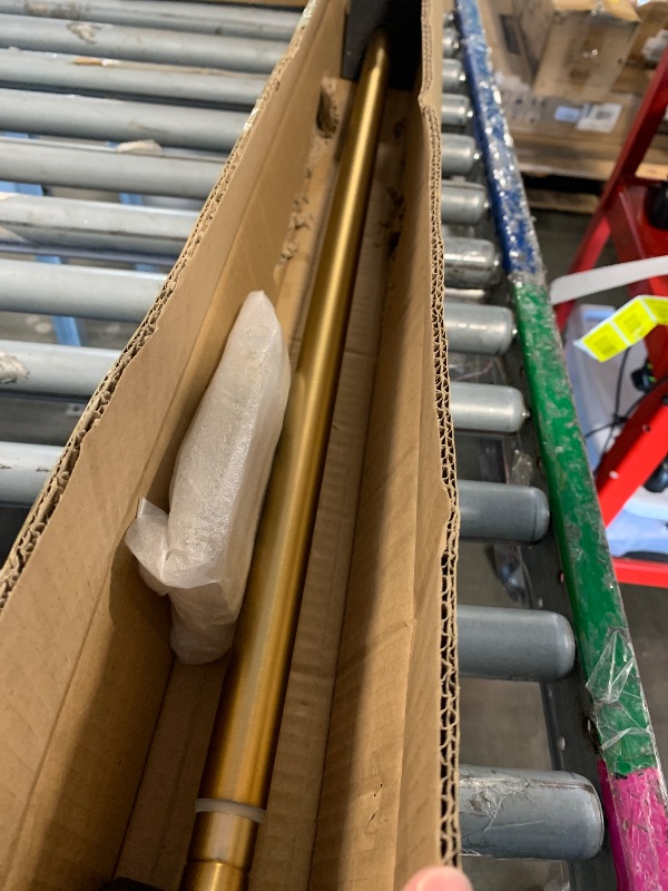 Photo 1 of 1Inch Single Curtain Rods, Decorative Drapery Rods Adjustable 28-48IN Length, With Horn Finials, Wall Mount and Ceiling Mount, Warm Gold