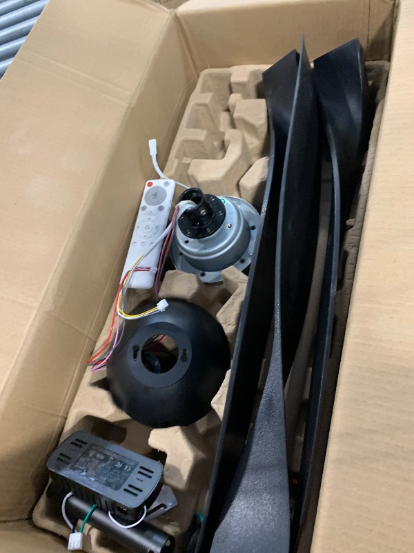 Photo 1 of **MISSING PARTS**
Roomratv Ceiling Fans with Lights, 52 Inch Ceiling Fan with Light and Remote, Black Ceiling Fan, DC Motor, 6 Speed, Quiet Noiseless, 3 CCT, Reversible, Plastic Blades, Indoor for Living Room Bedroom