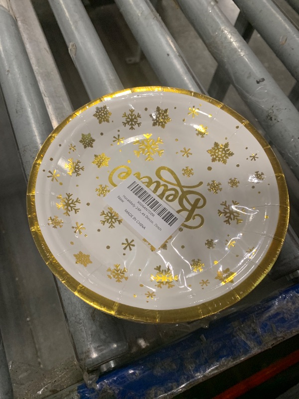 Photo 1 of **FACTORY SEALED** Horaldaily 24Pcs Christmas Paper Plates, Gold Foil Believe Snow Plates for Party Birthday Holiday Dinner Event Disposable Tableware Supplies Decor, 7lnch
