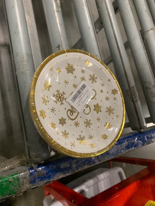 Photo 1 of **FACTORY SEALED** Horaldaily 24Pcs Christmas Paper Plates, Gold Foil Believe Snow Plates for Party Birthday Holiday Dinner Event Disposable Tableware Supplies Decor, 7lnch