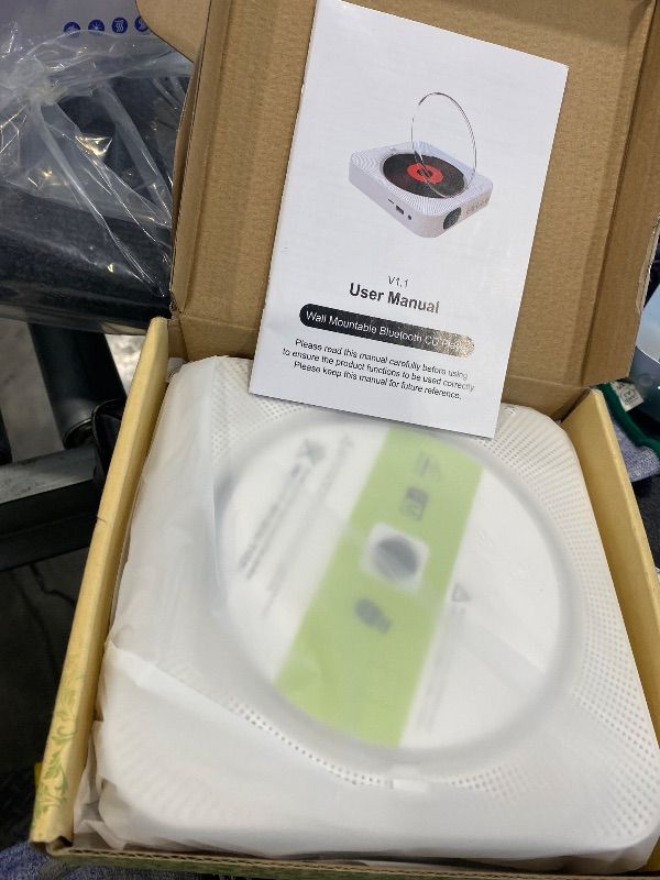 Photo 1 of **UNTESTED**
MICOCIOUS Bluetooth Portable Home CD Music Player with Remote Control, Timer, Built-in Speakers and LED Display - FM Radio Boombox (White)