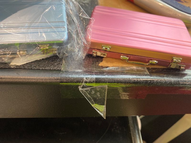 Photo 1 of ***SEE CLERK NOTES**Oudain 2 Pcs Business Card Holder Suitcase Aluminum Business Card Case with Waterproof Pocket Credit Holder for Men Organizer ID Aluminum Briefcase Gift for Woman(Pink, Blue)