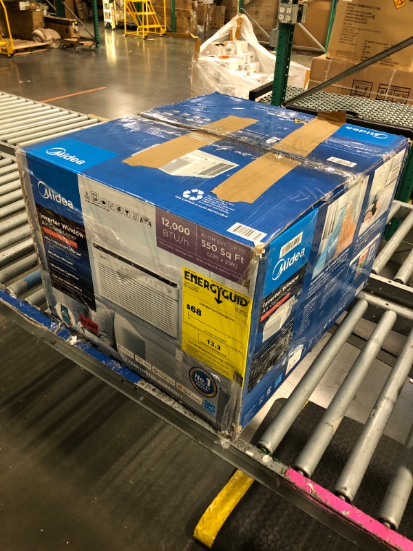 Photo 1 of ****USED****UNTESTED****REMOTE CONTROL MISSING*** Midea 12,000 BTU Smart Inverter Air Conditioner Window Unit with Heat and Dehumidifier – Cools up to 550 Sq. Ft., Energy Star Rated, Quiet Operation, Electronic Controls, Remote Control, White