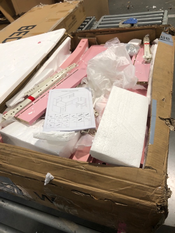 Photo 1 of ***SIMILAR PRODUCT***RUPOLX Wooden Pink Kids Study Desk and Chair Set with Light, 4 Drawers and Storage Cabinets, Children Desk with 4 Open Hutch and Shelves, Girls Study Desk for Kids Bedroom-001