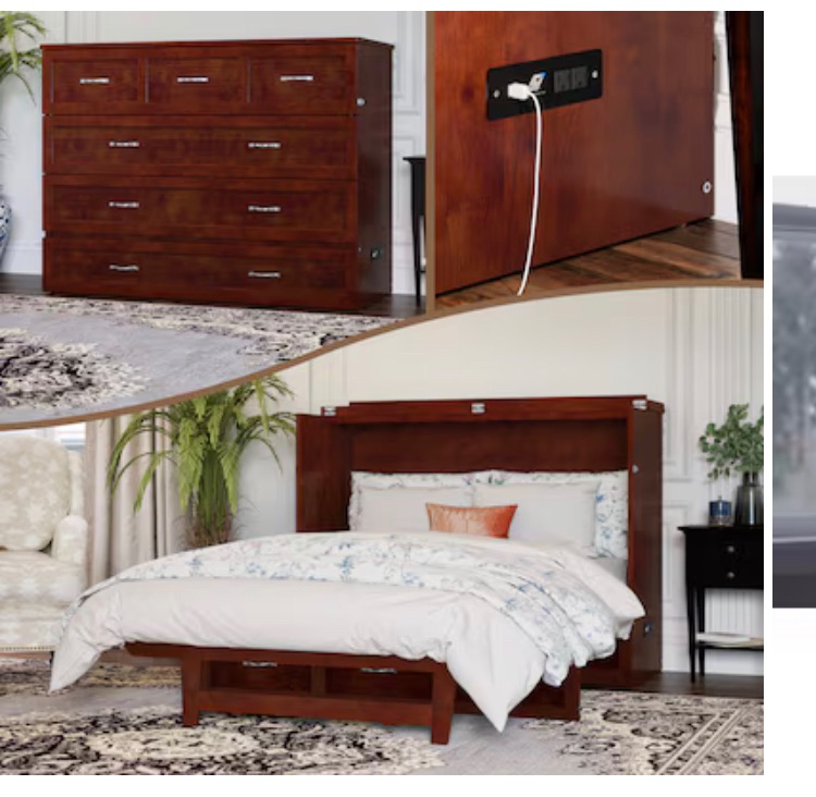 Photo 1 of ****STOCK PHOTO, ITEM/ COLOR MAY VARY****  AFI Furnishings Full Walnut Wood Murphy Bed Storage