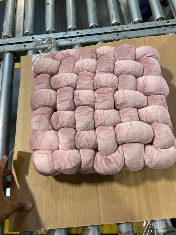 Photo 1 of ***1 PCCCSS*** Wenqik 2 Pcs Knot Pillows Square Knotted Plush Throws Soft Accent Pillows Decoration Cushion for Couch Home Office Living Room Bedroom Bed Sofa Decor, 12'' x 13''(Pink Violet,Crystal Velvet)