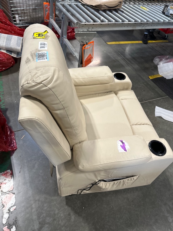Photo 1 of DIRTY*****
COMHOMA Recliner Chair,PU Rocking Chair for Adults,Swivel Recliner with Cup Holders,Single Sofa Seat with Side Pockets for Living Room,Bedroom(White)