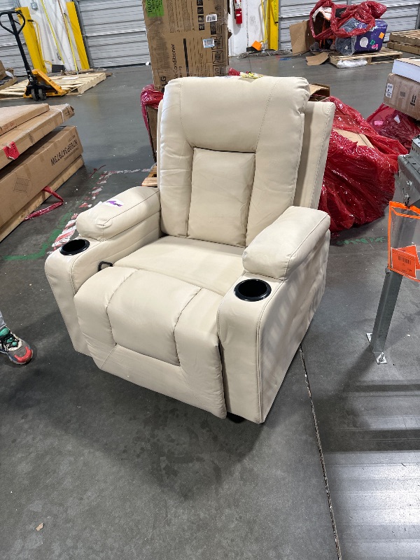 Photo 1 of DIRTY*****
COMHOMA Recliner Chair,PU Rocking Chair for Adults,Swivel Recliner with Cup Holders,Single Sofa Seat with Side Pockets for Living Room,Bedroom(White)