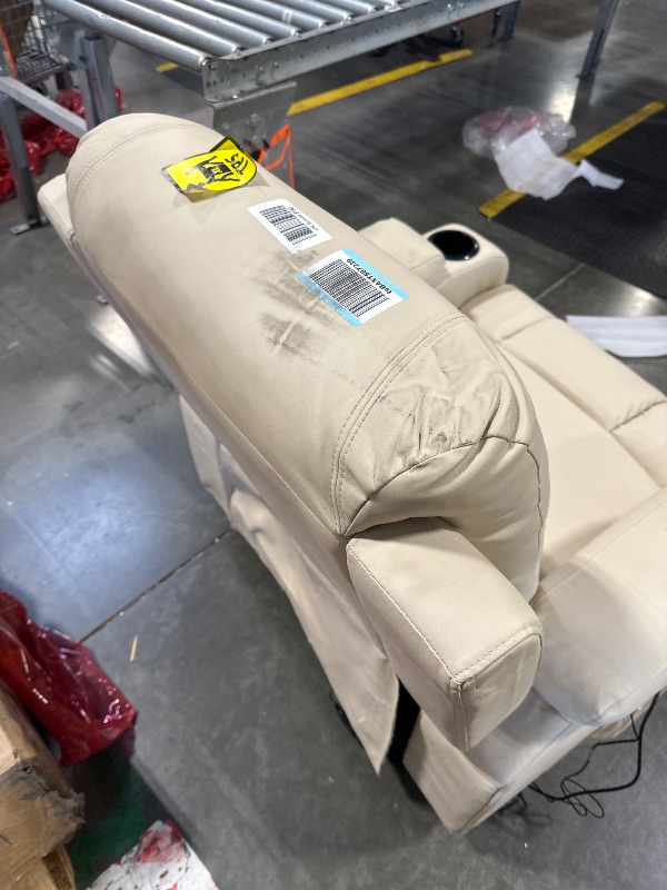 Photo 1 of DIRTY*****
COMHOMA Recliner Chair,PU Rocking Chair for Adults,Swivel Recliner with Cup Holders,Single Sofa Seat with Side Pockets for Living Room,Bedroom(White)