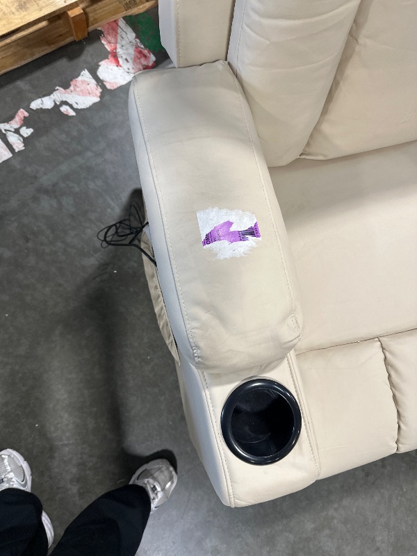 Photo 1 of DIRTY*****
COMHOMA Recliner Chair,PU Rocking Chair for Adults,Swivel Recliner with Cup Holders,Single Sofa Seat with Side Pockets for Living Room,Bedroom(White)