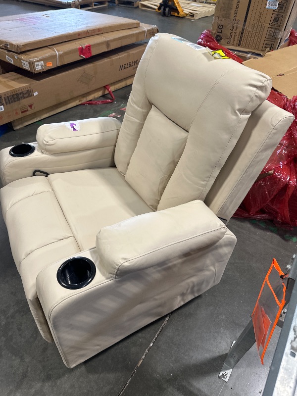 Photo 1 of DIRTY*****
COMHOMA Recliner Chair,PU Rocking Chair for Adults,Swivel Recliner with Cup Holders,Single Sofa Seat with Side Pockets for Living Room,Bedroom(White)