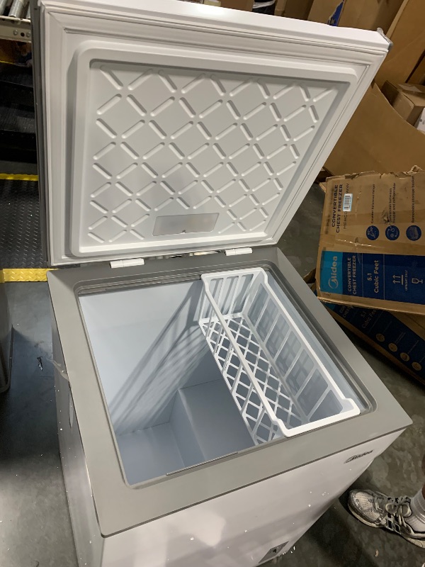Photo 2 of Midea MERC05C4BAWW Chest Freezer, 5.1 Cubic Feet Freezer With Removable Basket, Interior LED Light, Adjustable Temperature, For Kitchen Apartment Office, White