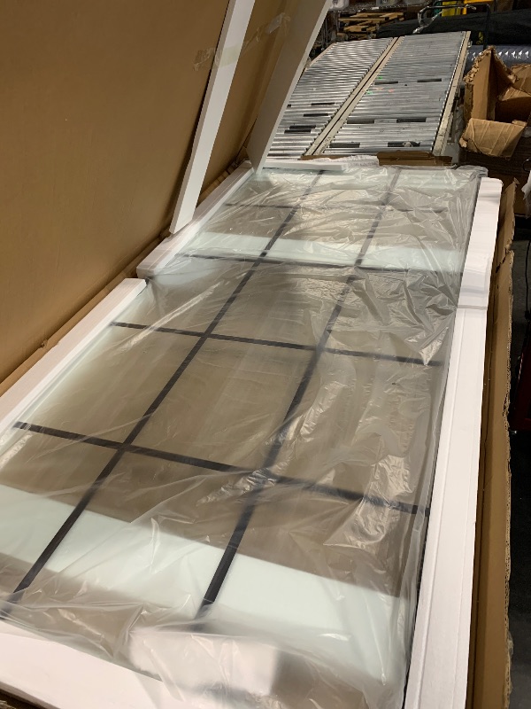 Photo 1 of ****** SIZE 37`` x 78.75``
Grid Pattern Fixed Framed Shower Door Shower Screen Panel in Matte Black Finish with Clear SGCC Tempered Glass,...