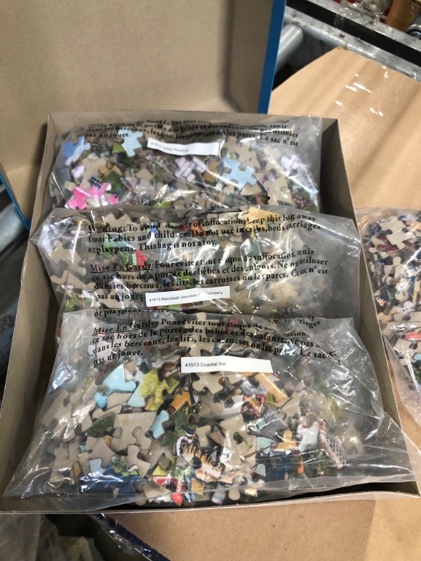 Photo 1 of ** one puzzle bag opened**
Bits and Pieces – 4-in-1 Multi-Pack Jigsaw Puzzles by Joseph Holodook Memory Lane 300, 500 & 1000 pc Variants with Posters (Four 500 Piece Puzzles 16" x 20")
