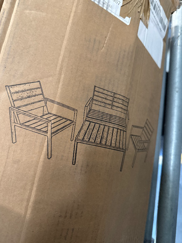 Photo 1 of ** SIMILAR/ PARCIAL SET** FDW | 4-Piece Patio Furniture Set | Gray & Khakhi | Outdoor Wicker Furniture with Coffee Table | Modern Rattan Chairs Conversation Set | Outdoor Seating | Weather-Resistant | for Porch, Garden, Lawn