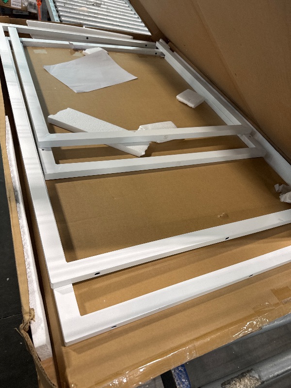 Photo 1 of **ONLY TABLE / MISSING CHAIRS** FDW | 5-Piece Dining Table Set | White | Glass Kitchen Table with 4 Upholstered Chairs and Faux Leather Cushions | Space-Saving and Modern Design | for Dining Room, Easy to Assemble