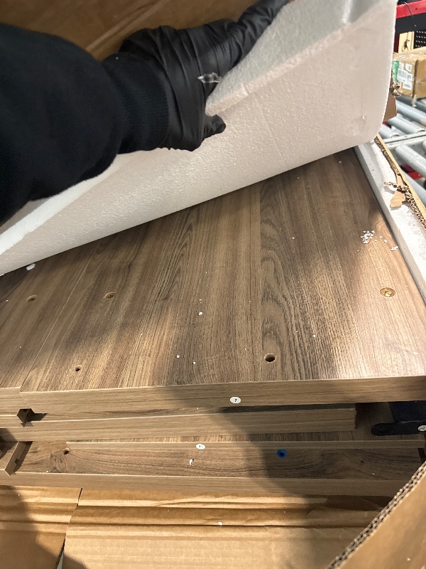 Photo 1 of ** VERY USED** Tribesigns 78" L-Shaped Executive Desk, Large Modern Office Desk with Drawers and Lateral File Cabinet, Business Furniture with Storage Shelves, Big Computer Table for Home Office (Brown)