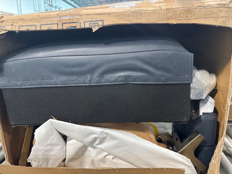 Photo 1 of ** VERY USED ** Serta Triton 33.5" Arm Chair, Transitional Modern, Dreamcoil Comfort, Metal Legs, Vegan Leather, Navy Blue