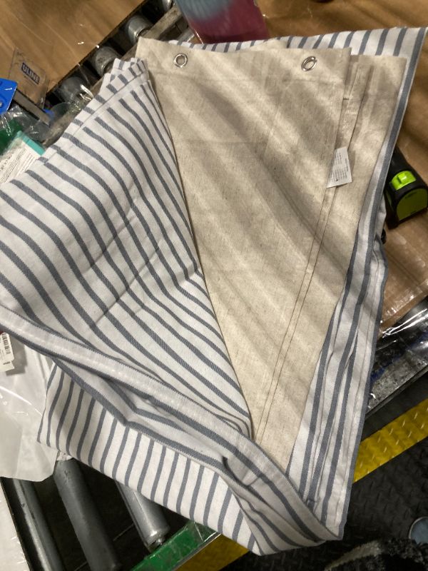 Photo 1 of ***SIMILAR PRODUCT*** Awellife Farmhouse Beige Shower Curtain Button Linen Textured Woven Fabric,Pleated Grey Stripe,Country Style,72" W x 84" L