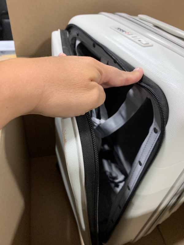 Photo 1 of **MINOR DAMAGE**
Hanke Hardside Expandable Carry On Luggage, 20 Inch Top Opening Trunk Luggages with Spinner Wheels, All-PC Hard Shell Carry-On Suitcase, Lightweight & TSA Airline Approved (Smoke White, 46L)