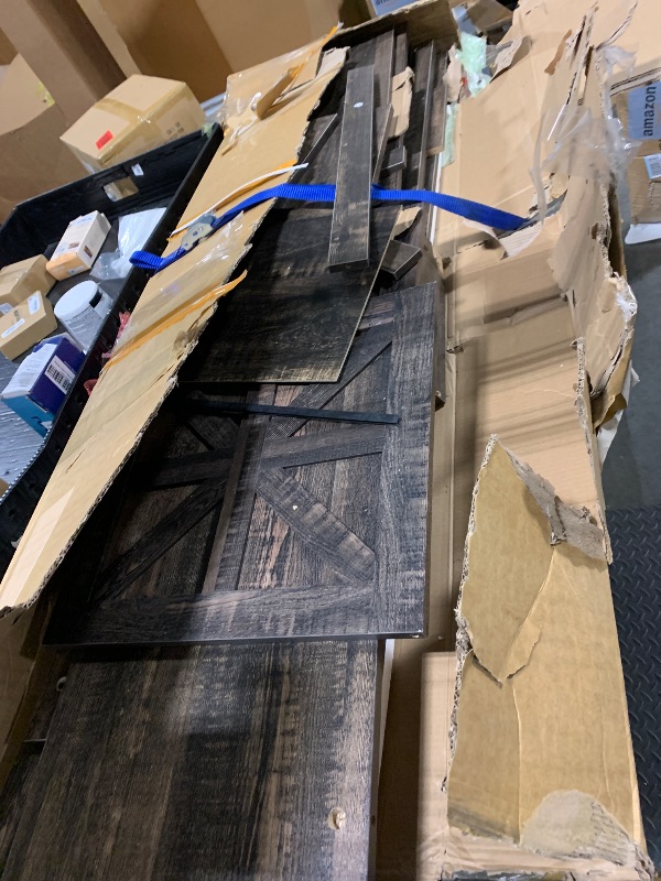 Photo 1 of +++HARDWARE IS MISSING++DWVO TV Stand with Fireplace for 75 Inch TVs, Entertainment Center with Power Outlet, Electric Fireplace TV Stands for Living Room, TV Console with Storage Drawers & Cabinets (Dark Rustic Oak)