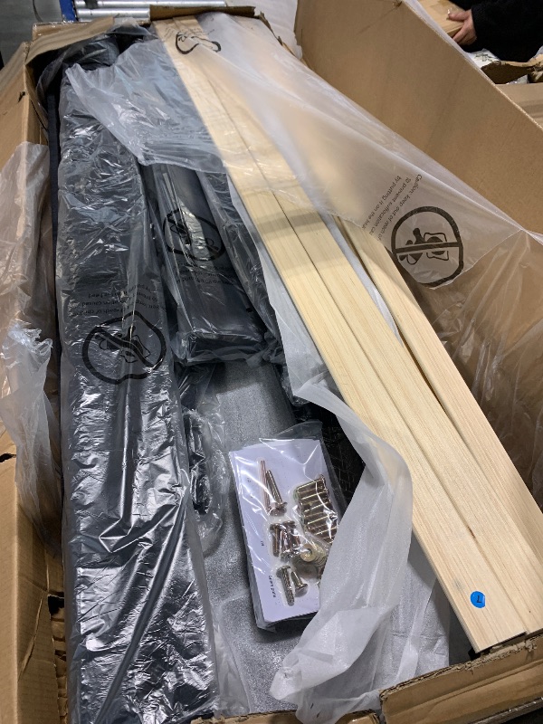 Photo 1 of **MISSING PIECES UNKNOWN**Sismplly Queen Bed Frame with Headboard, Velvet Upholstered Queen Size Platform Bed and Wingback, Mattress Foundation with Wooden Slat Support, No Box Spring Needed, Easy Assembly, Noise Free, Black