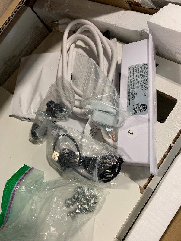 Photo 1 of ****UNKNOWN IF MISSING PARTS***** YITAHOME TV Stand for 75/80 Inch TV, White Entertainment Center 70 Inches Wide, Media Furniture TV Table with with Power Outlet, TV Consoles for Living Room, Curved Desktop