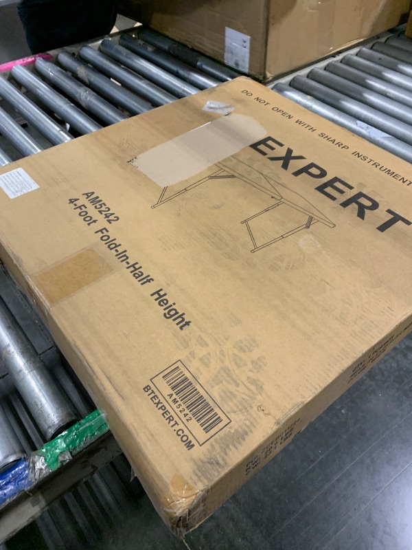 Photo 1 of *****ONLY ONE******* BTEXPERT , 4 Feet Plastic Folding Table Height Adjustable Portable Carrying Handle Indoor Outdoor Picnic Camping Office Home Party, White, Fold in Half