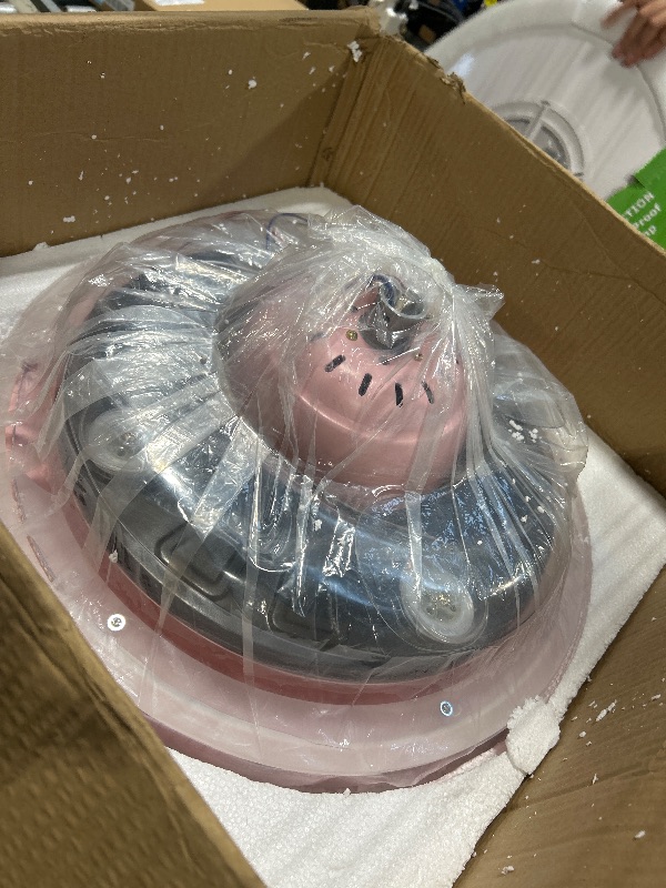 Photo 1 of ***MINOR DAMAGE*** PSXPSXO Cartoon Pink Ceiling Fan with Lights Kids LED Ceiling Lamp Creative Carousel with Invisible Blades Close to Ceiling Lighting for Living Room Bedroom