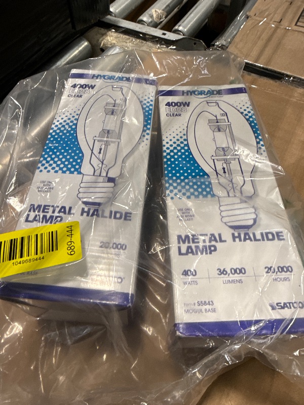 View 2 of ** 2 packs***Satco S5843 4200K 400-Watt Clear Universal Mount Mogul Base ED28 Metal Halide Lamp