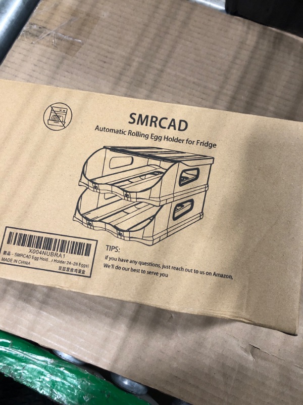 Photo 1 of 
SMRCAD Egg Holder for Fridge, Automatic Steady Rolling Egg Dispenser with Silicone Bumpers & Handle for Refrigerator, Large Capacity Egg Organizer with Lid