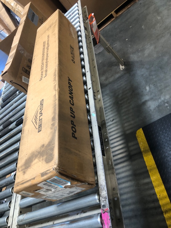 Photo 1 of *MISSING PARTS UNKNOWN*
10x10 Pop Up Canopy with Sidewalls, Easy Up Canopy Tent, Heavy Duty Tents for Parties, One Person Set Up Event Tent, White