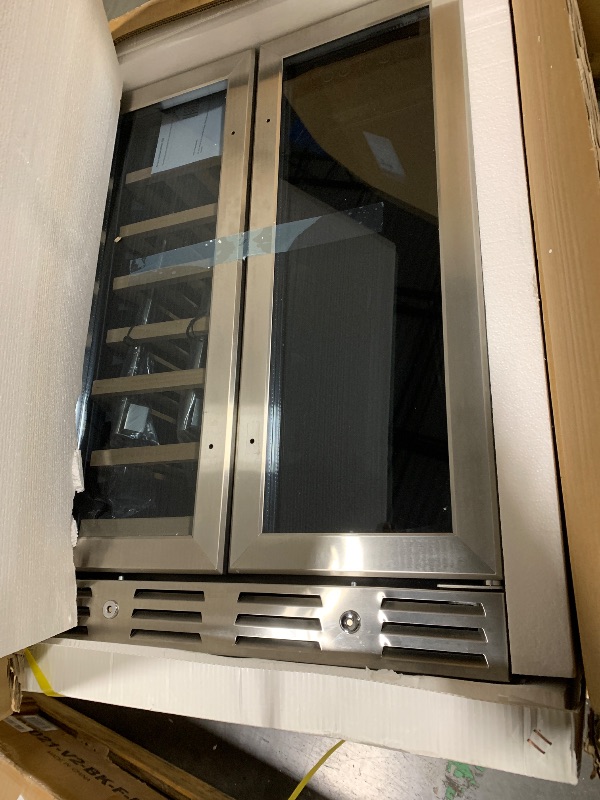 Photo 1 of 24 Inch Wine and Beverage Fridge, Wine Refrigerator Dual Zone Hold 20 Bottles and 78 Cans,Built-In or Freestanding Digital Touch Control