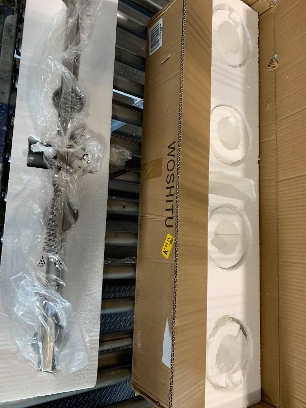 Photo 1 of ***ITEMS CORRECT COMPLET*** WOSHITU Bathroom Vanity Light Fixtures: 32.3 Inch Modern Brushed Nickel Bathroom Vanity Lights Over Mirror with Clear Glass Shade, 4-Light Bathroom Light Fixture Wall Lights Over Mirror